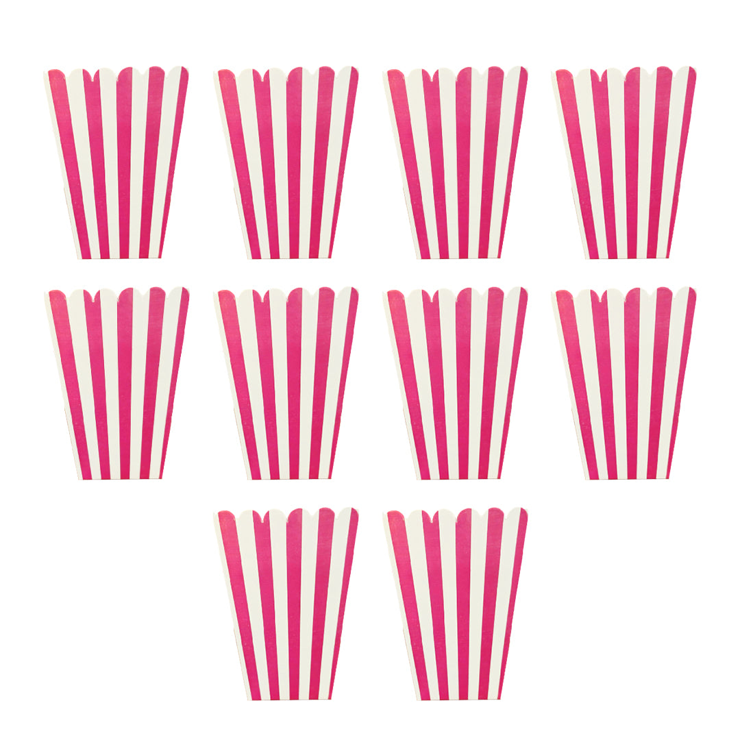 Striped Popcorn Holders Pink - 10PC