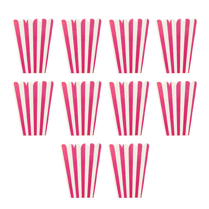 Striped Popcorn Holders Pink - 10PC