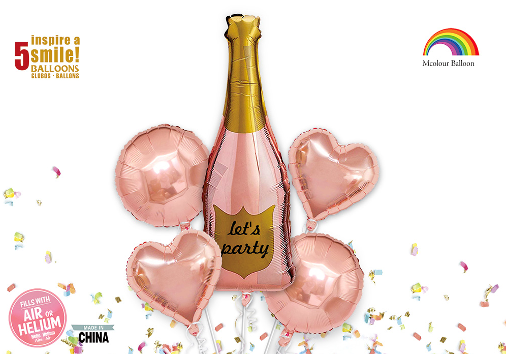 Lets Party Champagne Balloons - 5PC