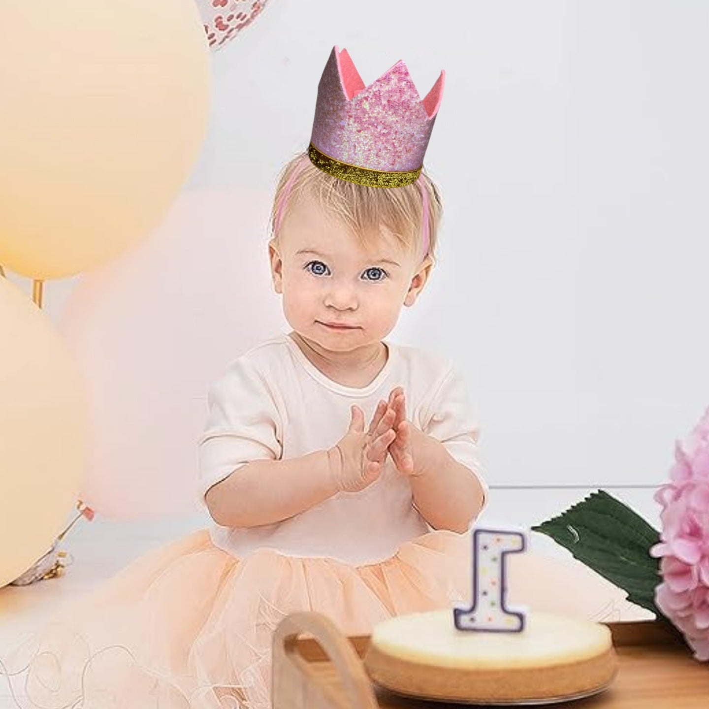 Kids Crown Pink Cap w/Pull Elastic &amp; Customizable