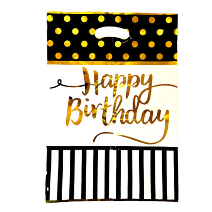 Happy Birthday Black & Golden Polka Dot Aluminium