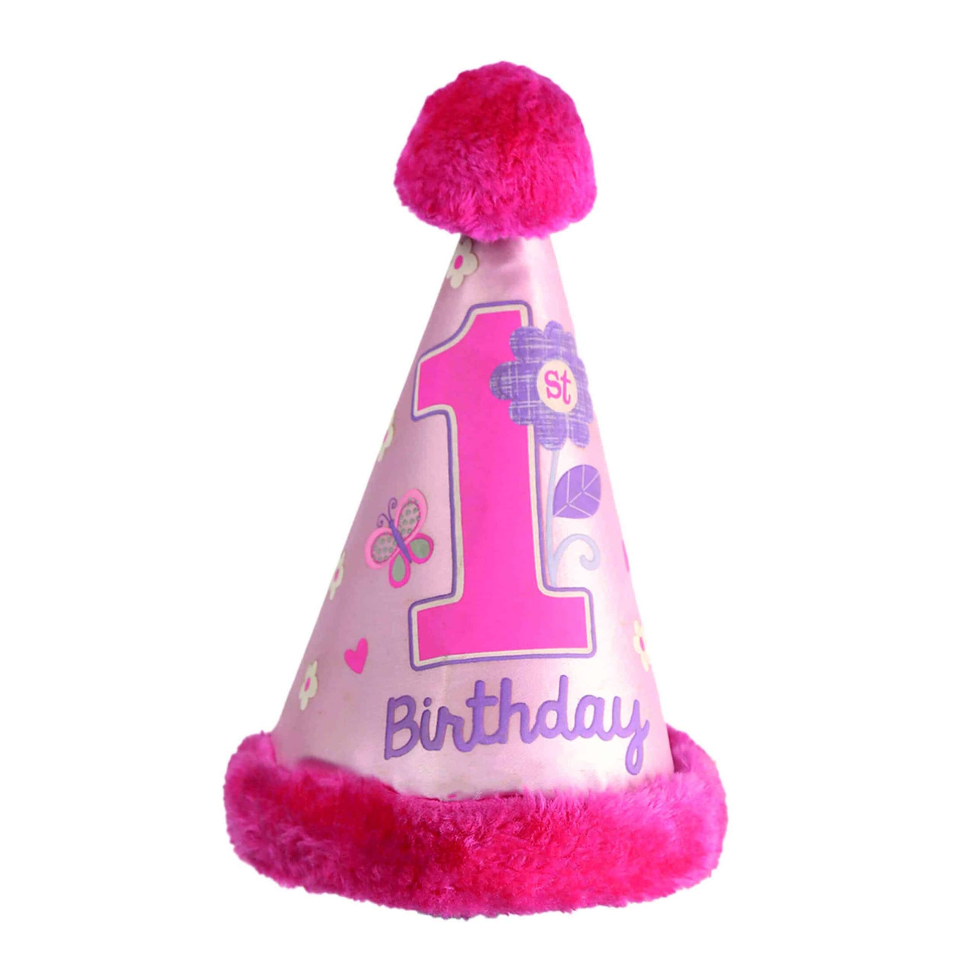 1st B'day Girl Cone Faux Hat