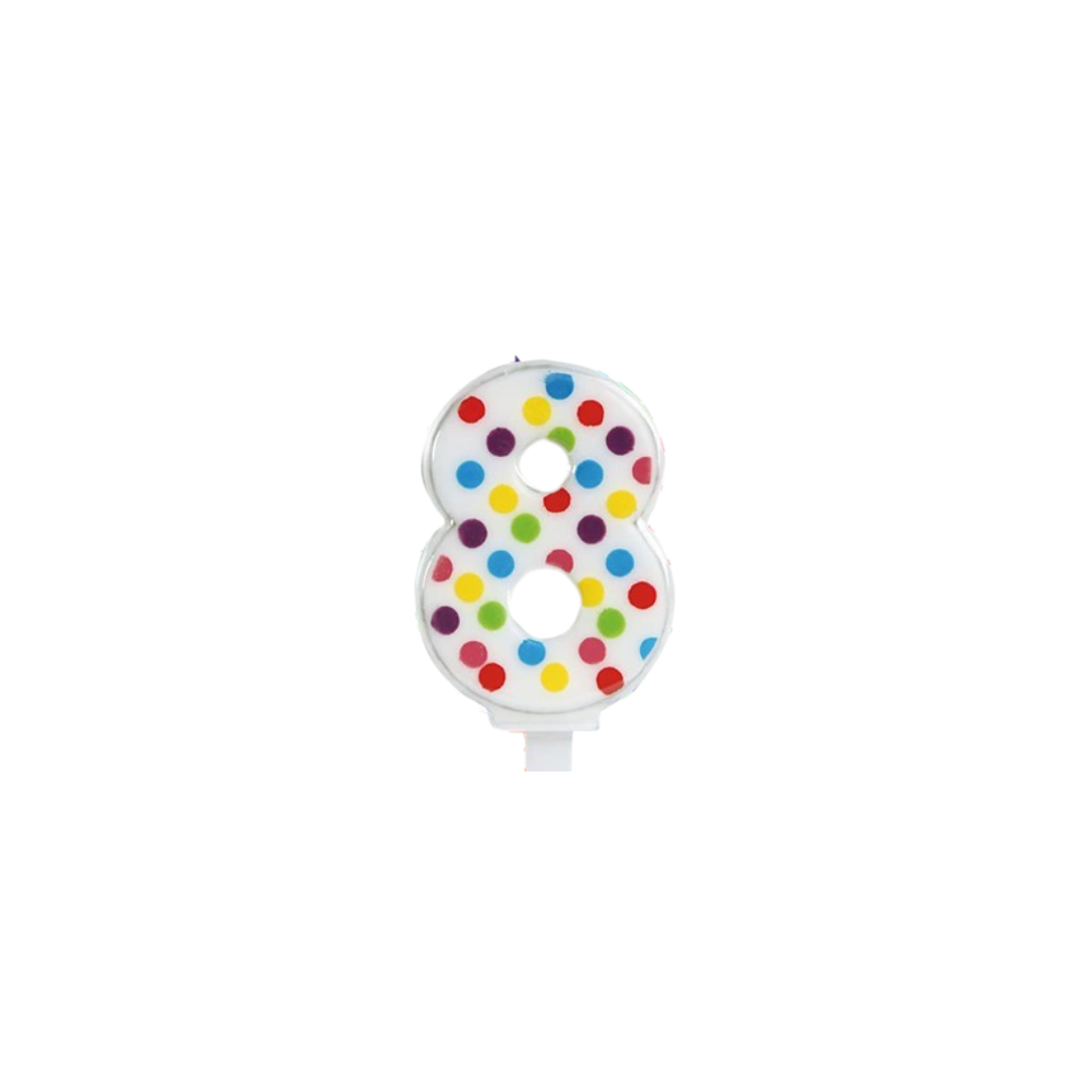 Multi Color Polk Dot Candle No. 8