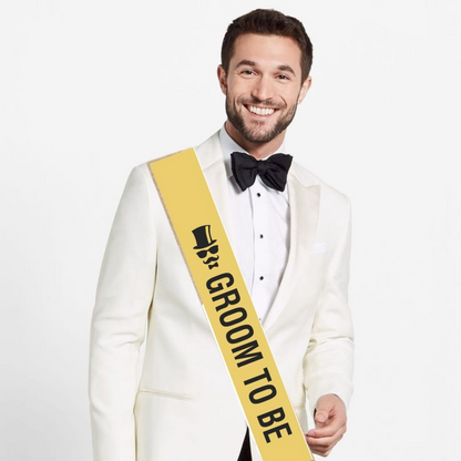 Groom To Be Sash Black &amp; Gold