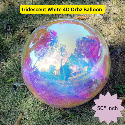 Iridescent White 4D Orbz Balloon 50"