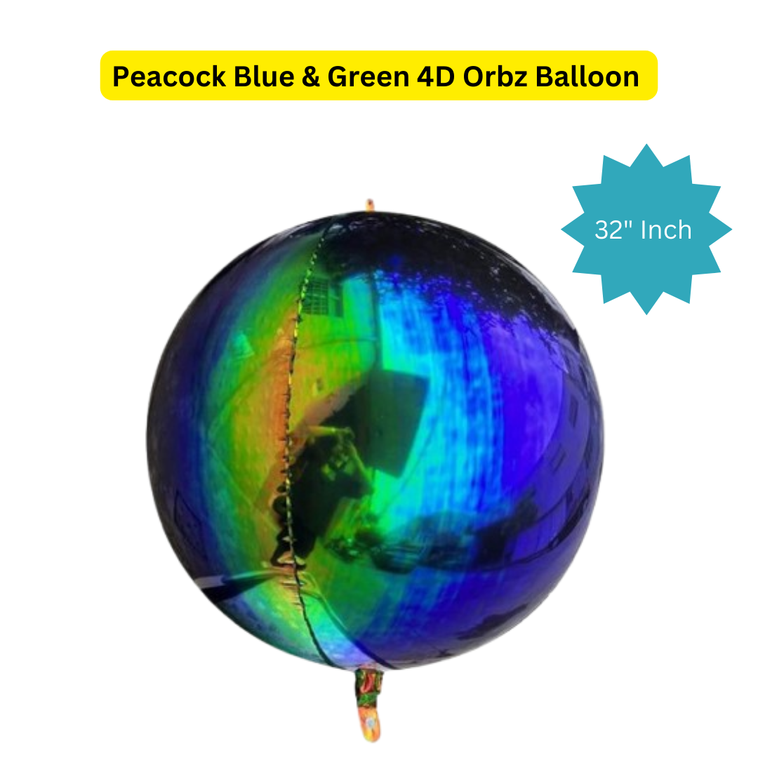 Peacock Blue & Green 4D Orbz Balloon 32"