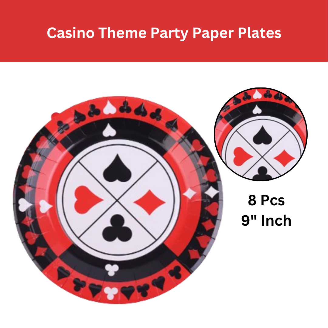 Casino Theme Party Paper Plates 9" - 8PC