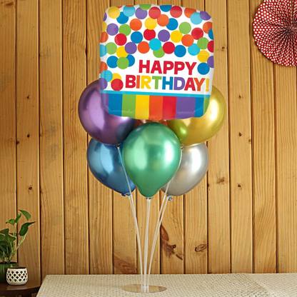 18" Happy Birthday Rainbow Dots Balloon S40