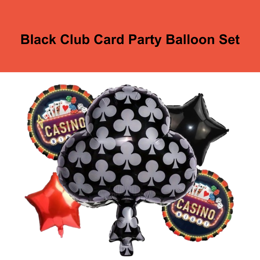 Black Club Card Party Balloon -5Pc