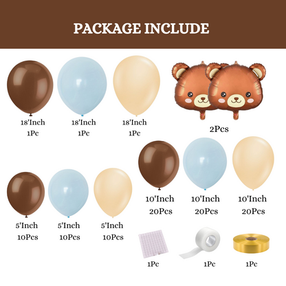 Teddy Bear Brown &amp; Beige Balloon Set - 100PC