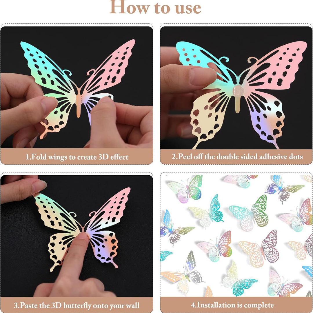 Iridescent Butterfly w/Stickers - 12 PC