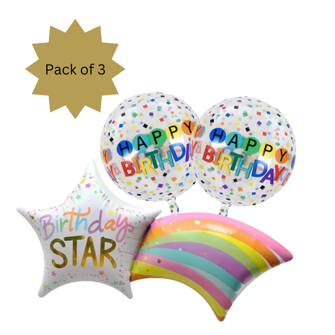 Happy Birthday Rainbow Stars - 3PC