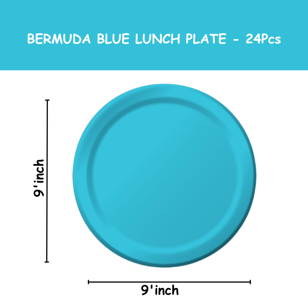 9" BERMUDA BLUE LUNCH PLATE - 24CT