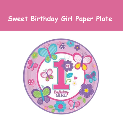 Sweet Birthday Girl Paper Plate - 18CT