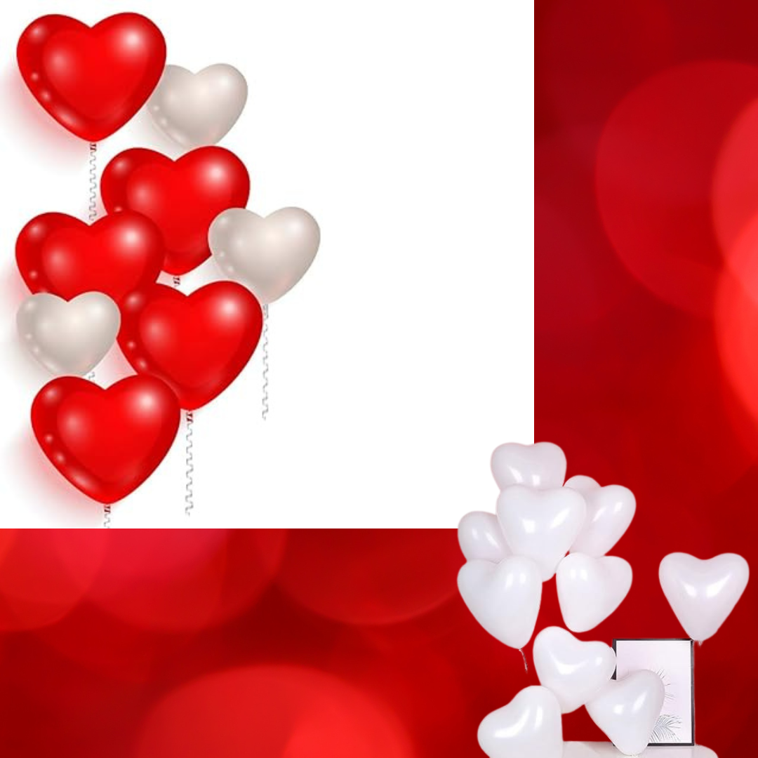 White Heart Shaped Balloons - 25PC