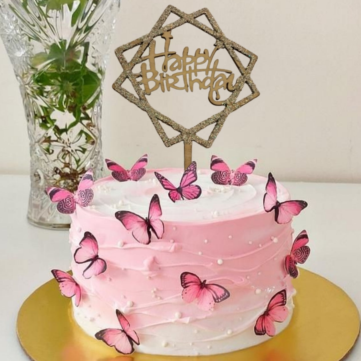 Happy Birthday Double Square Shaped Wooden Cake To