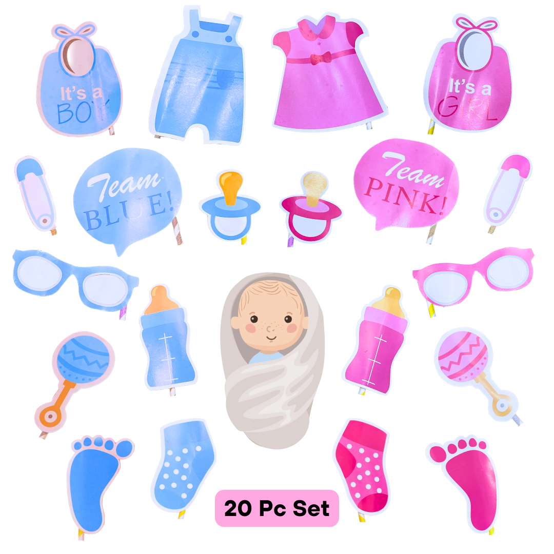 Wanna Party Baby Shower Photobooth Props - 20 Pcs