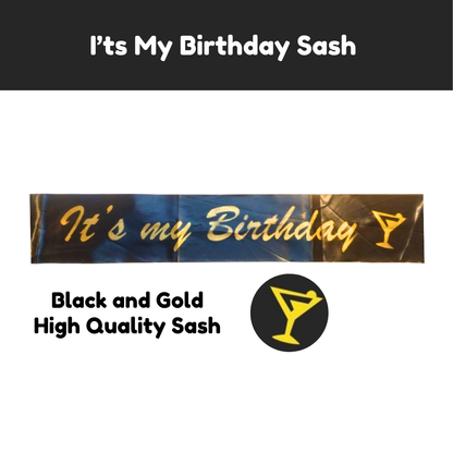 It's My Birthday Black & Gold Sash