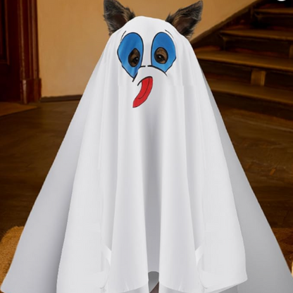 White Ghost Poncho - Size L - Age 7 to 9