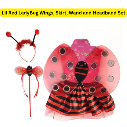 Lil Red Ladybug Wings, Skirt, Wand and Headband Set