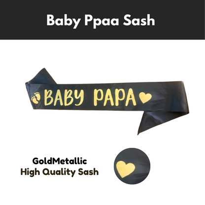 Baby Papa Black & Gold Sash