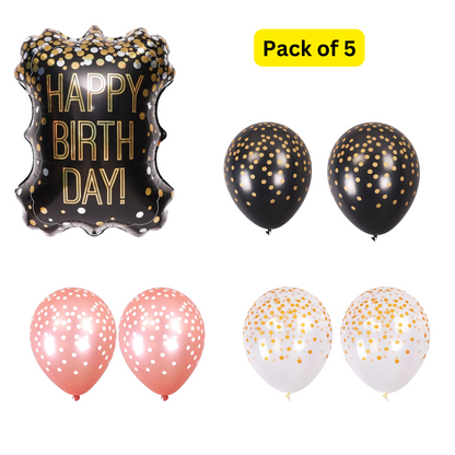 Happy Birthday Balloon with Polka Dot Latex - 7PC