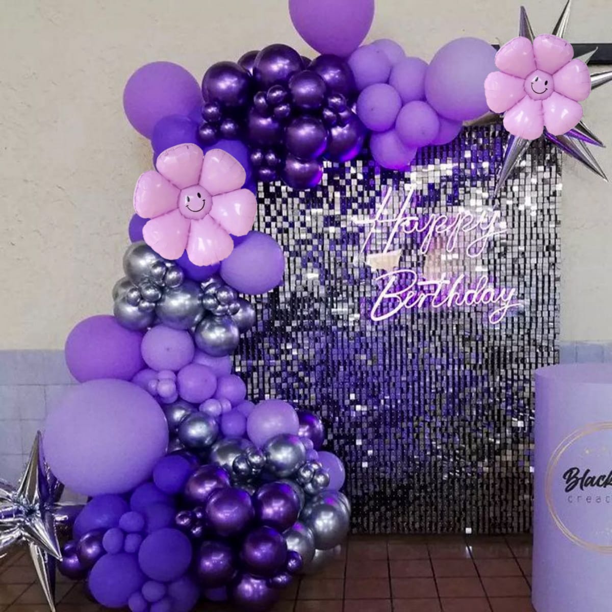 Smiling Flower Balloon in Purple Color