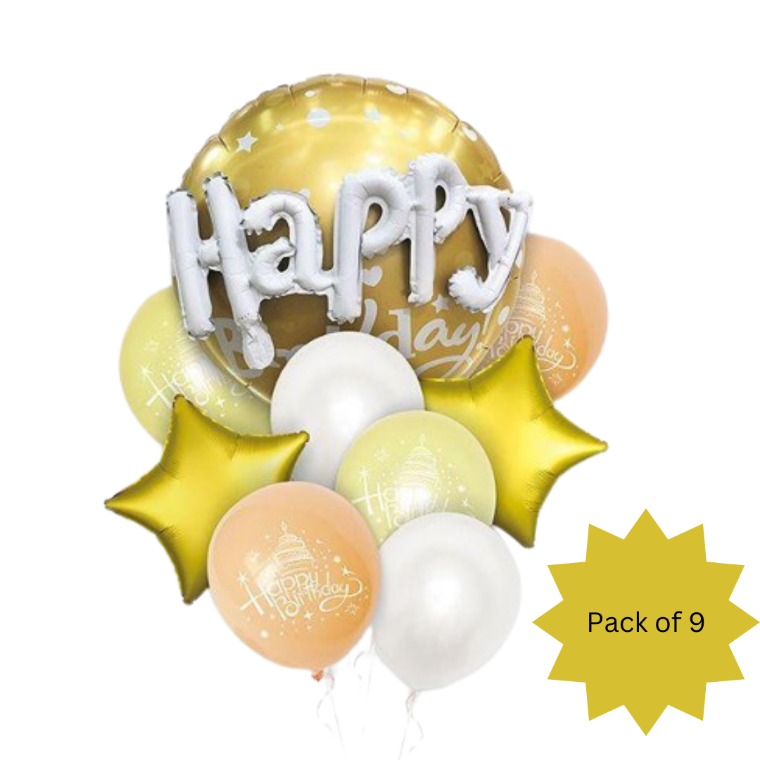 3D Happy Birthday Balloon Set - 9PC