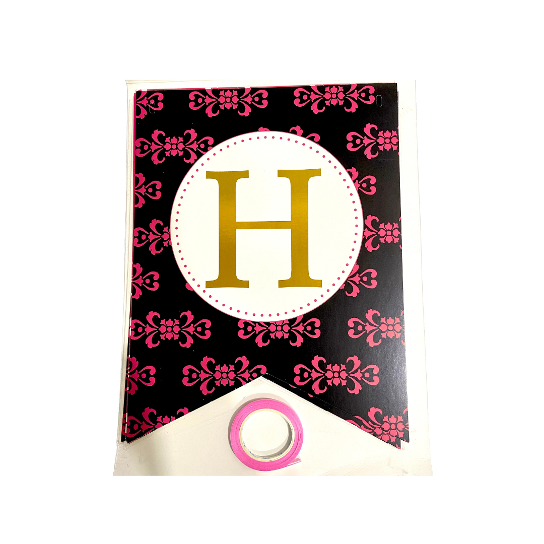 Black &amp; Pink Birthday Banner