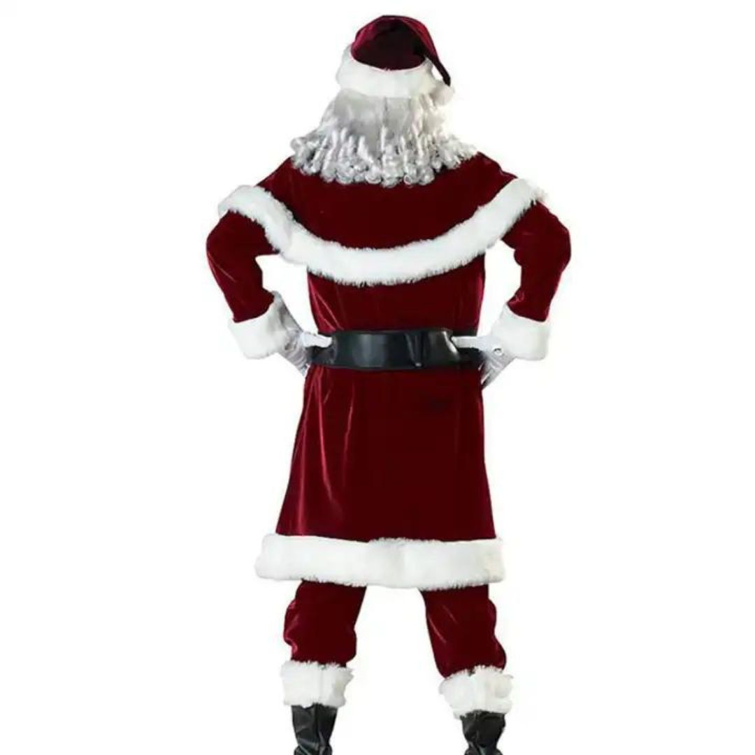 Adult Santa Claus Costume with Hat, Belt, Shoe Cover & Gloves