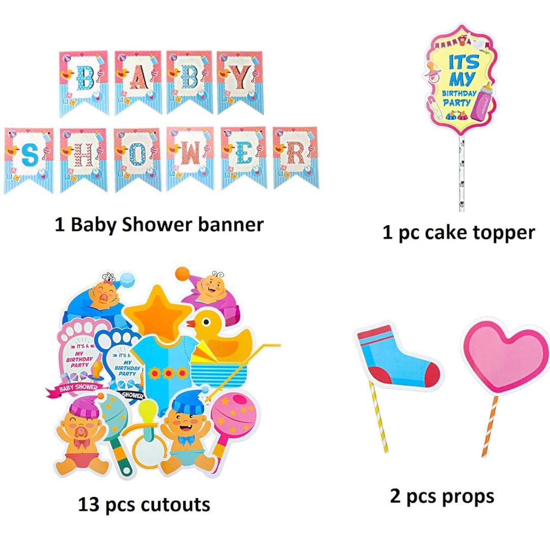 Wanna Party Baby Shower Combo Decorations Set - 18Pcs