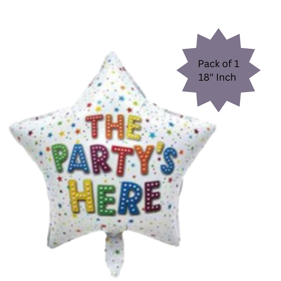 The Party's Here Star Shaped Balloon 18"