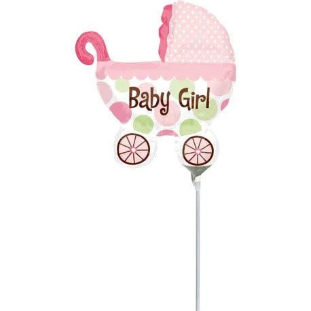 14" Baby Girl Small Balloon on Stick