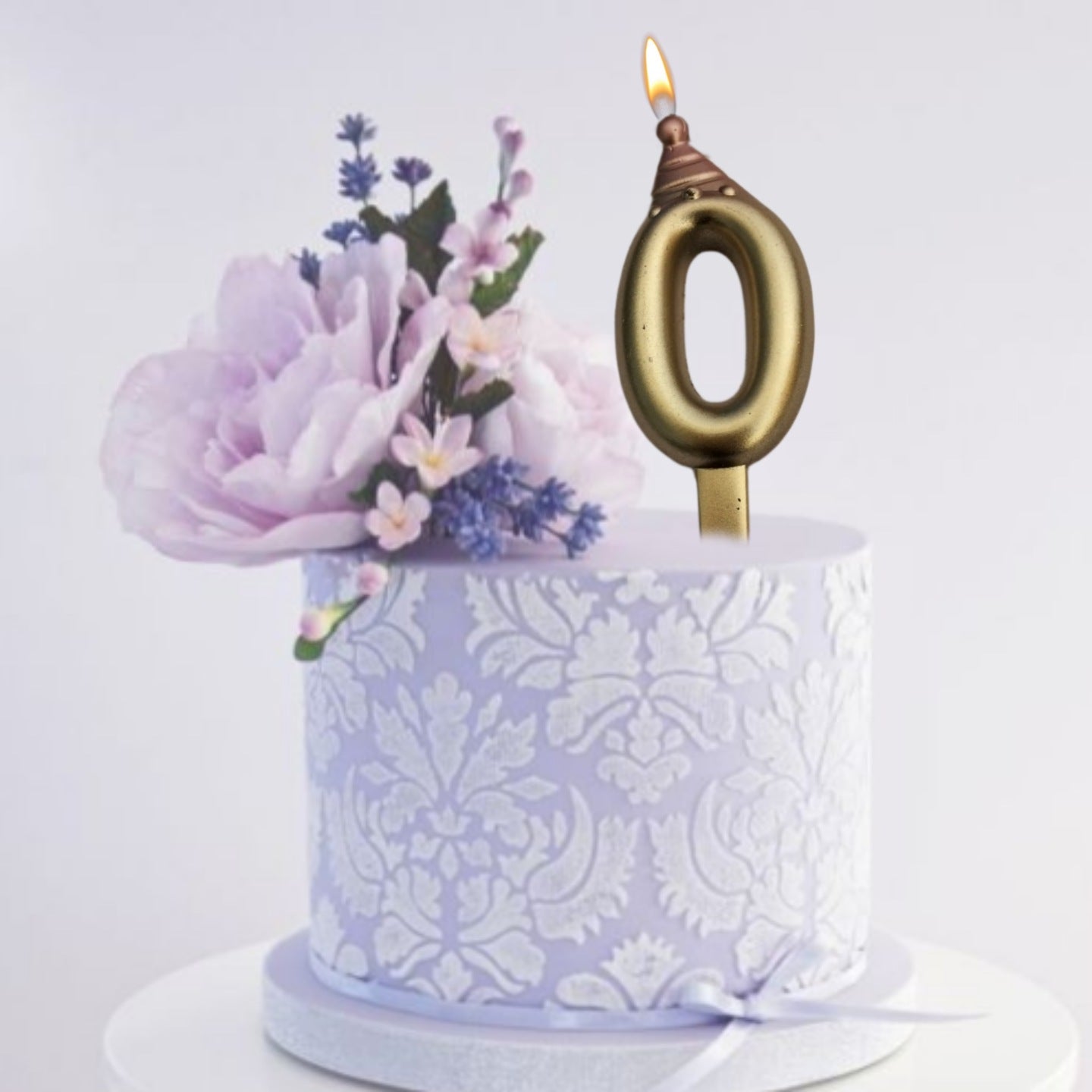 Golden Numerical Candle 0 with Pink Hat