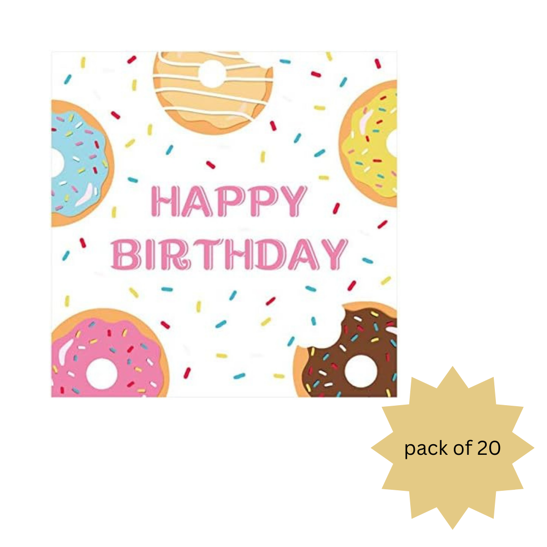 HAPPY BIRTHDAY Donut Theme Paper Napkins -Pack of 20