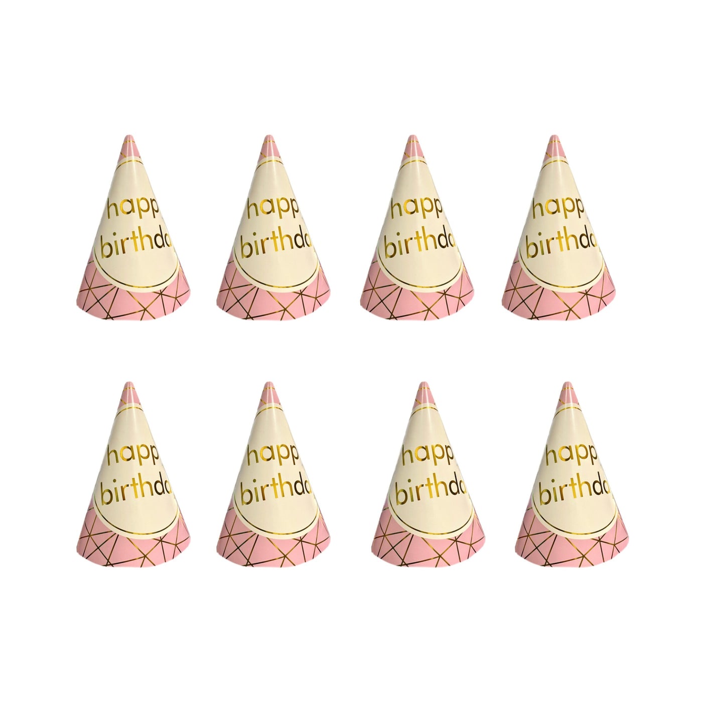 HBD Gold Foil Pink Hat -8PC