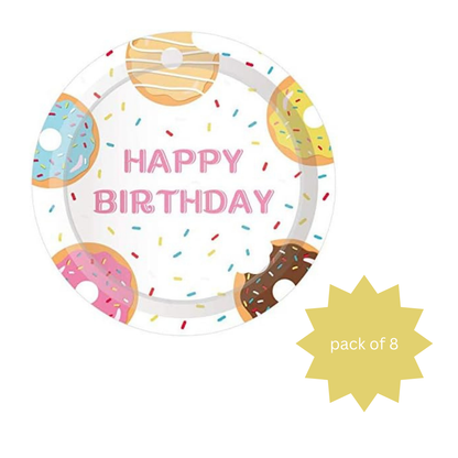 Happy Birthday Donut Paper Plates 9"-Pack of 8