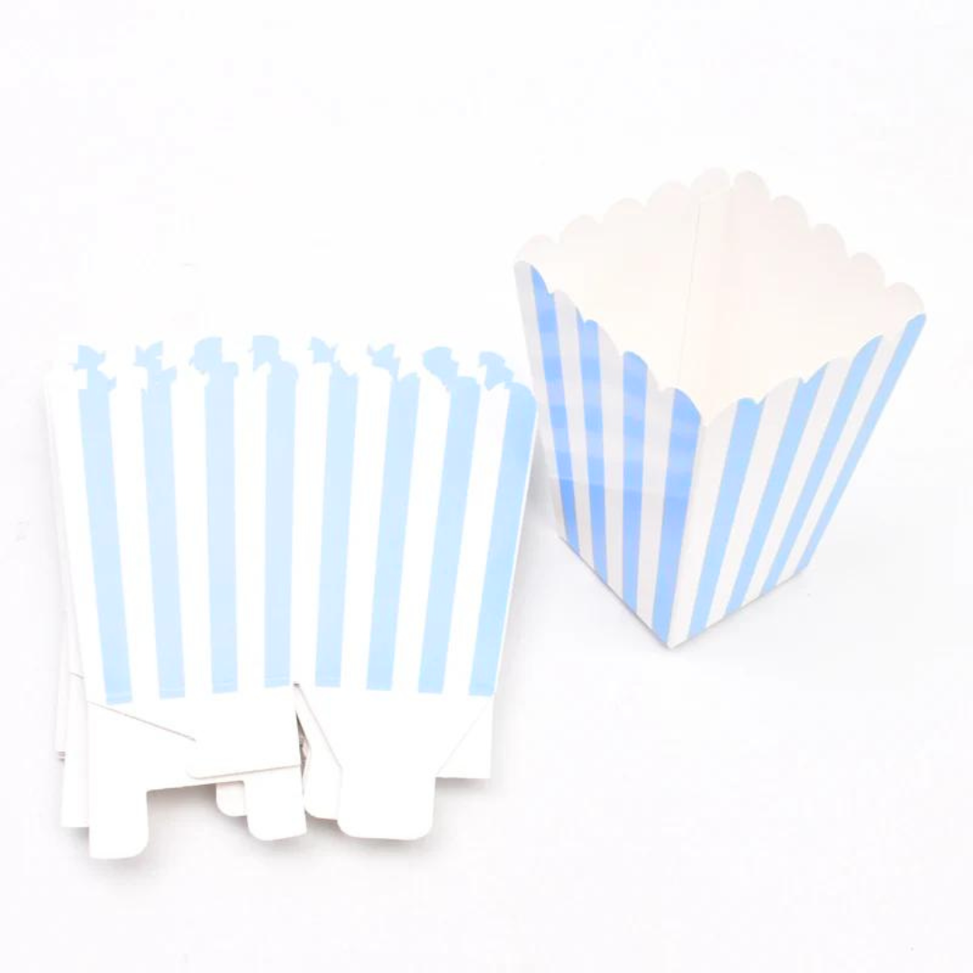 Striped Popcorn Holders Blue - 10PC