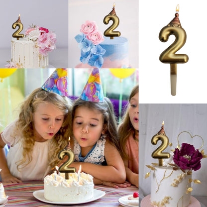 Golden Numerical Candle 2 with Pink Hat