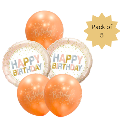 Rose Gold Happy Birthday Balloon Set - 5PC