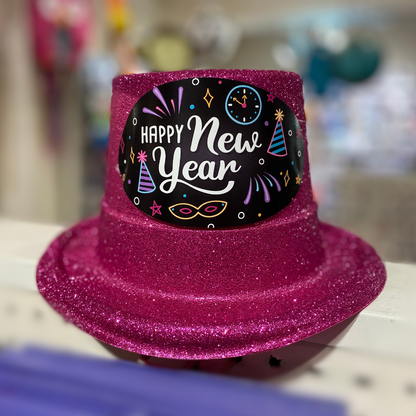 Happy New Year Glitter Hat Pink