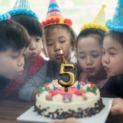 Golden Numerical Candles with Pink Hat