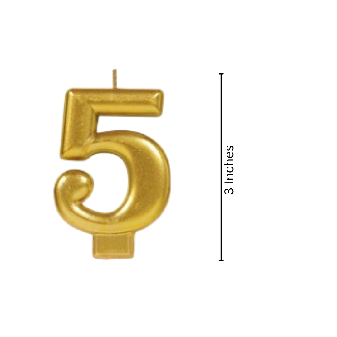 Golden Numerical Candle No. 5 - 3"