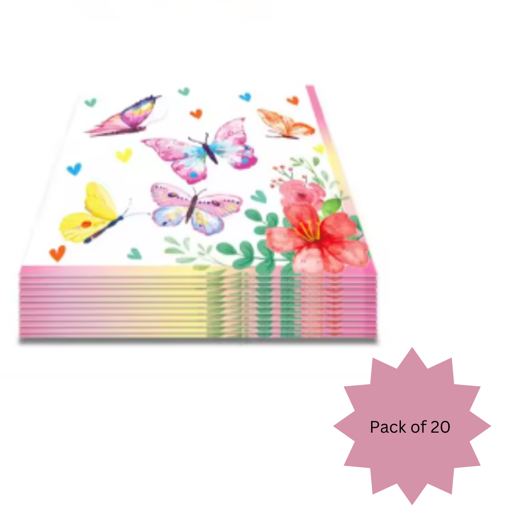 Butterfly Theme Paper Napkins -Pack of 20