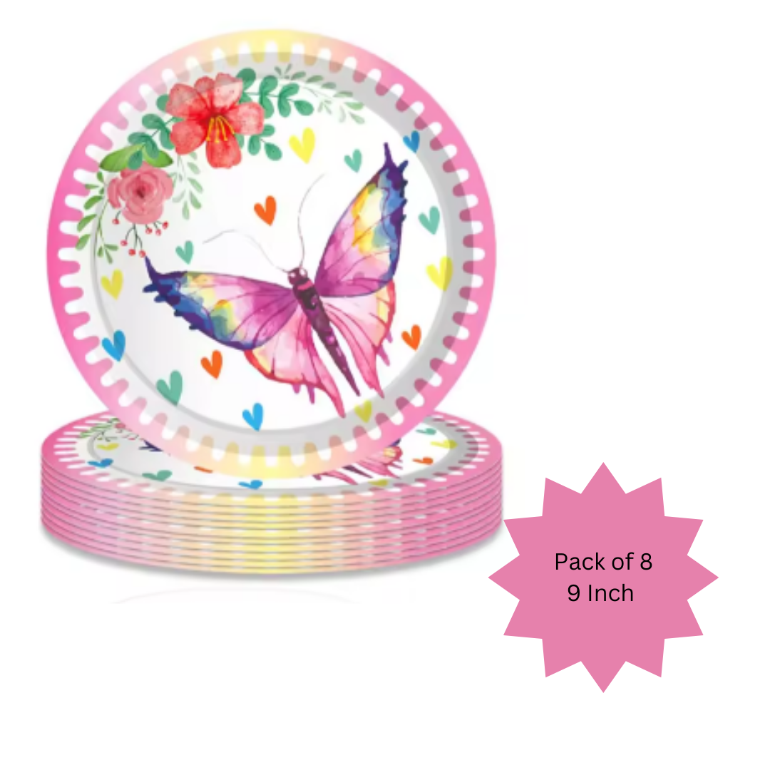 Butterfly Theme Paper Plates -Pack of 8  9"