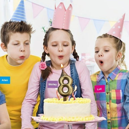 Golden Numerical Candles with Pink Hat