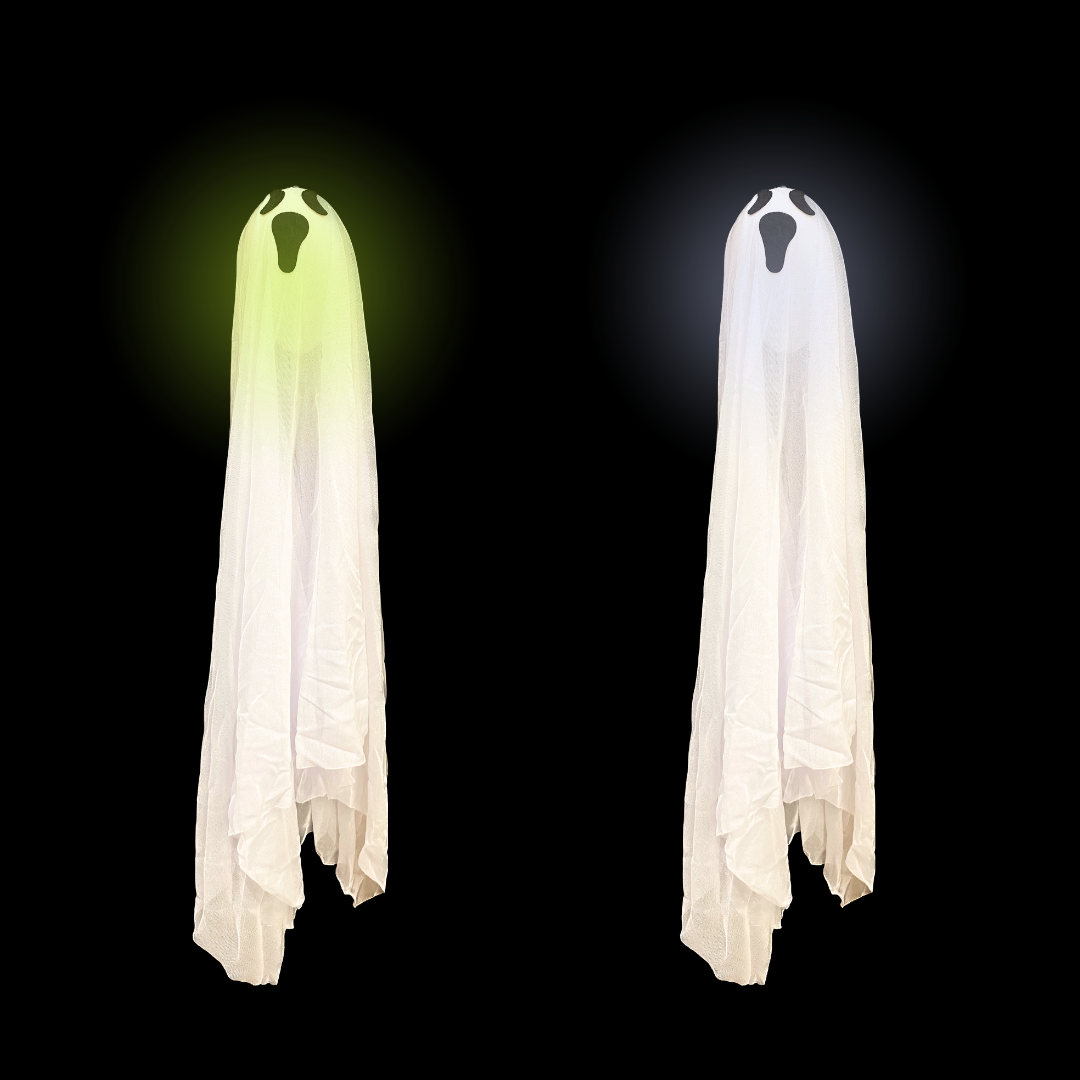 Hanging White Cloth Ghost with Changing Green & Bl