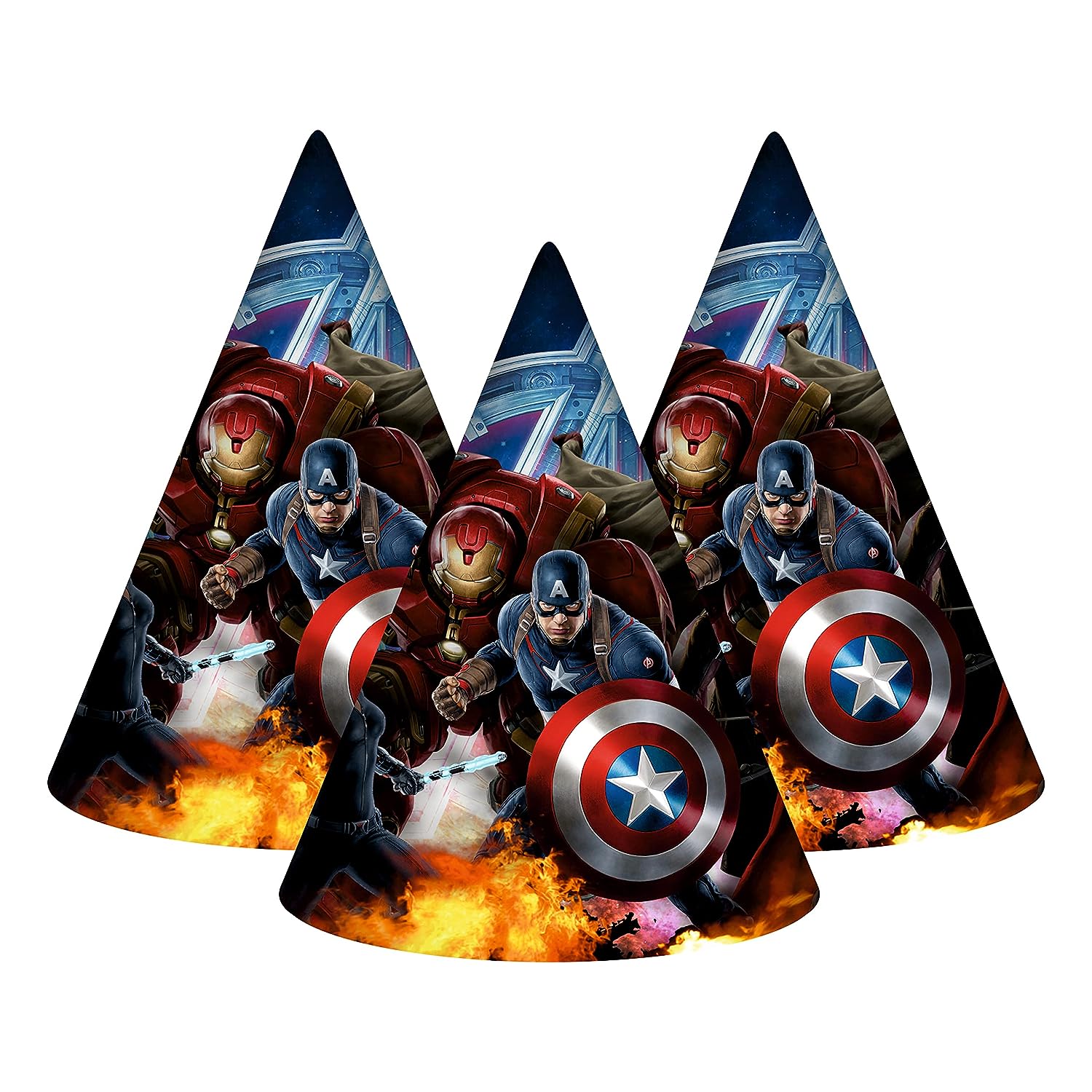 Avenger Theme Birthday Paper Caps/Hats  - 8PC