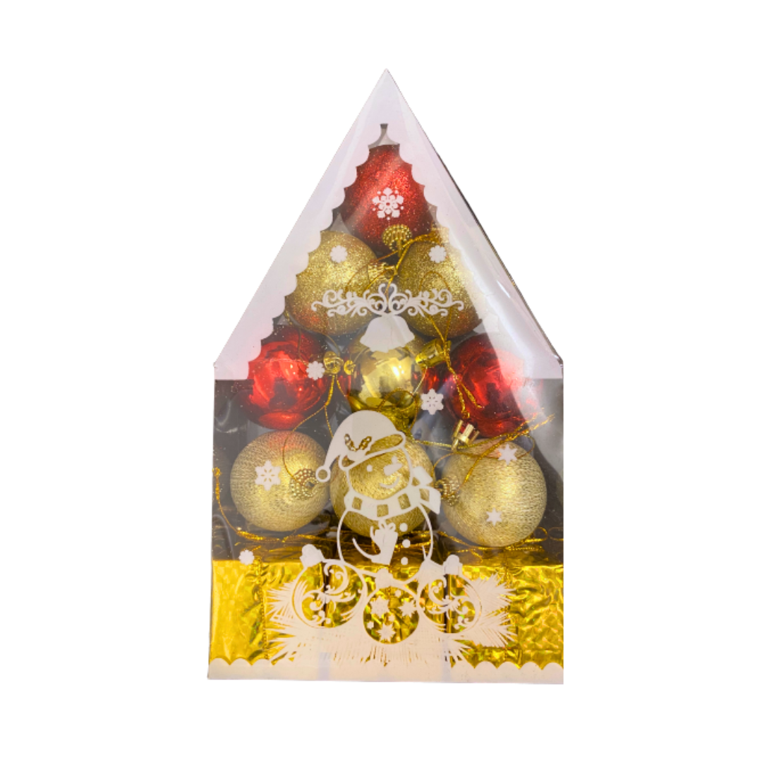 Christmas Tree Ornaments - House of Red & Golden Balls & Gifts - Set of 12 PC