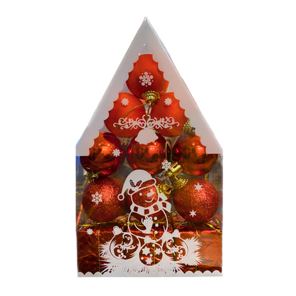 Christmas Tree Ornaments - House of Red Balls & Gifts - Set of 12 PC